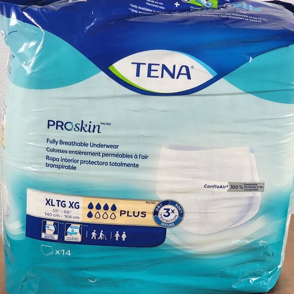 Tena Proskin Plus ConfloAir 14pk Fully Breathable Protective Underwear Sz XL 55" - Picture 1 of 16